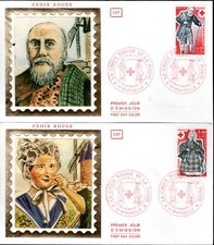 1959/60+ FDC  2  ENVELOPPES  1er JOUR CEF     CROIX  ROUGE 1977.