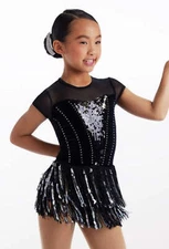 Dance Costume Weissman 14906 Medium Child Silver Tap Jazz Sequin
