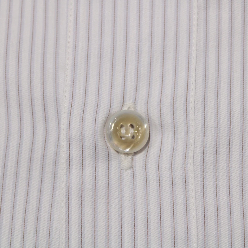 Italo Ferretti NWT Dress Shirt Size 15.5 39 US In White Striped 100% Cotton - Image 2 of 4