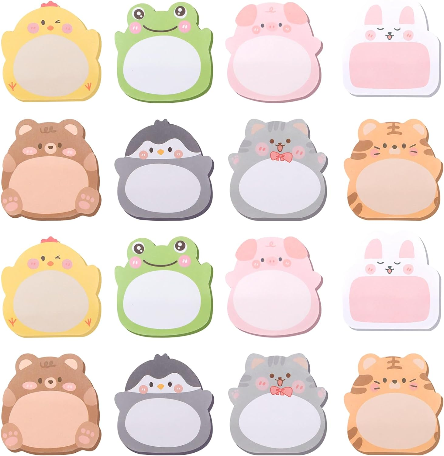 16 Packs Sticky Notes Cartoon Animal, Self-Stick Note Pad Set, Cute Sticky Label-image