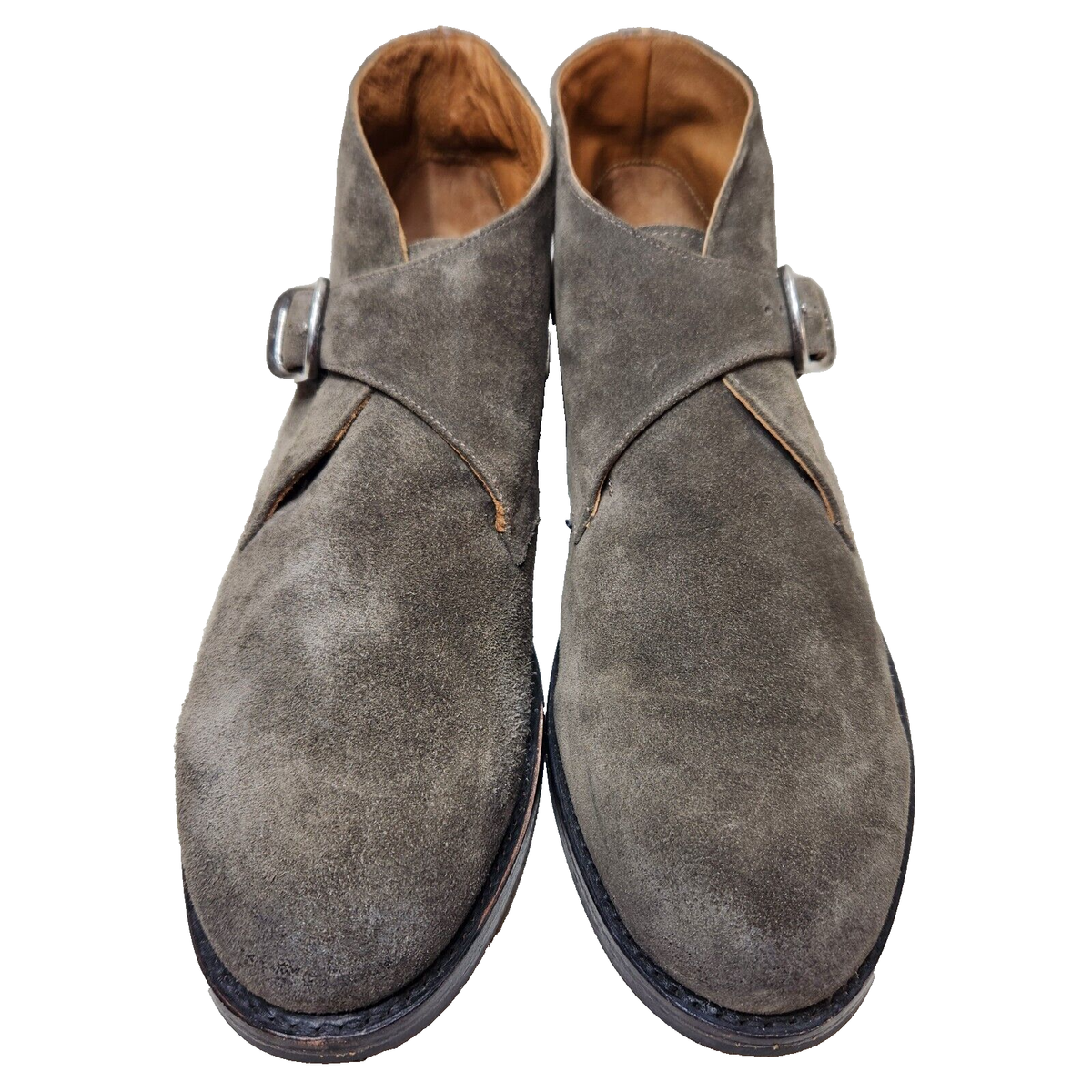 Frye chukka boots monk strap, gray suede Frye Wright Jodphur Made in Italy 80052 Light Grey Suede box  main image 2