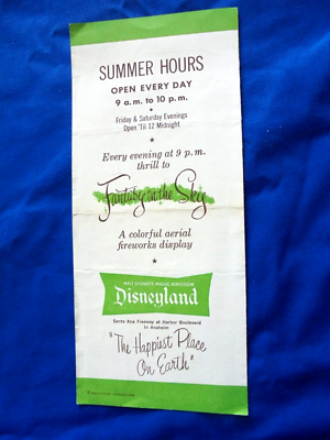Vintage 1957 ? Walt Disney Disneyland Ticket Books & Summer Hours