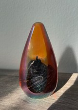 Brian Maytem Dichroic Iridescent Faceted 5” Art Glass Paperweight SIGNED/DATED