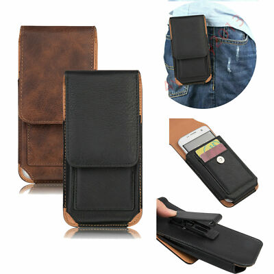 Mens Waist Belt Clip Bag PU Leather Card Slot Holster Wallet Case Phone Pouch