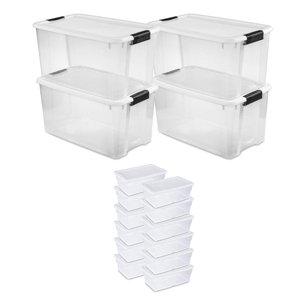 Sterilite Medium Clear Multipurpose Plastic Storage Tote, 4 Pack