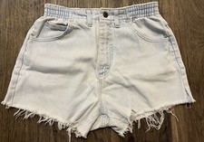 Vintage Lee High Waisted Light Blue Denim Cut Off Shorts 26in Size 6