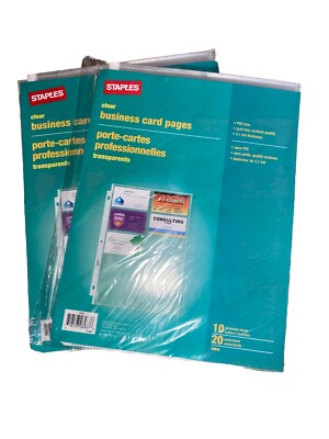 (2) Staples Business Card Binder Clear Pages-NEW! | eBay