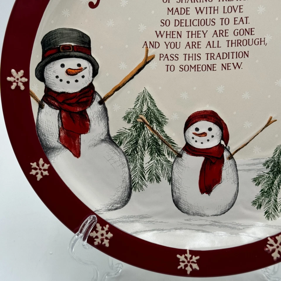 St Nicholas Square Yuletide Snowman Cookie Plate 13" Festive Christmas Decor - Image 3 of 4