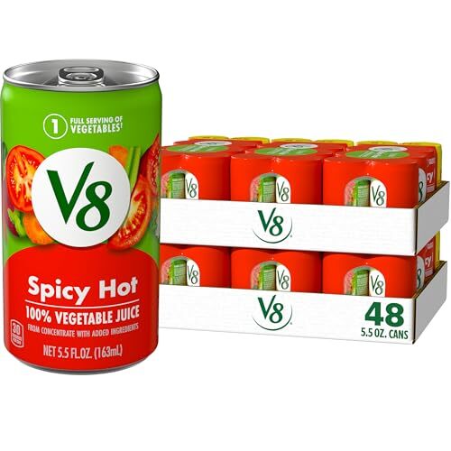 Spicy Hot 100 Vegetable Juice, 5.5 fl oz Can (6 Packs of 8 Cans) FREE