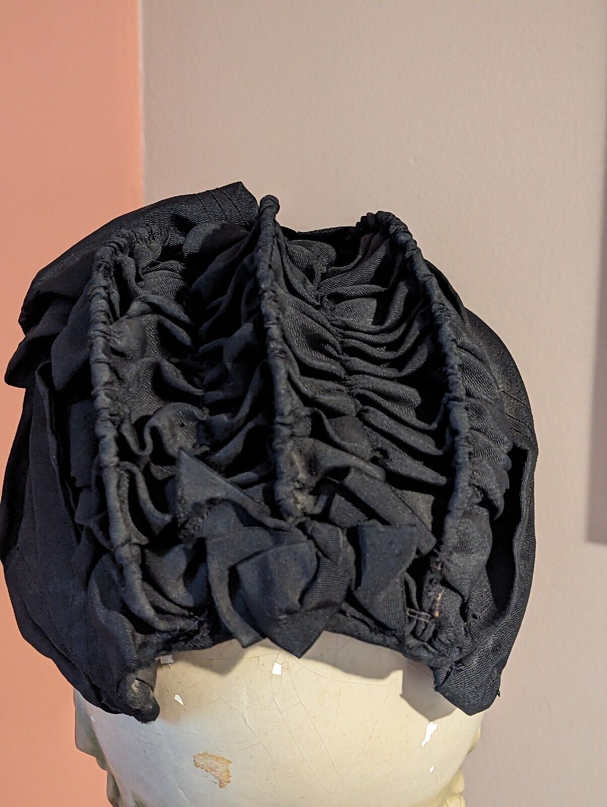 Antique Victorian Black Mourning Bonnet Unusual W… - image 6