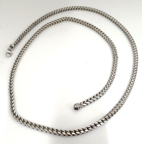 10k WHITE GOLD BOX FRANCO FOXTAIL CHAIN 