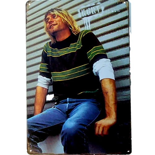 Grunge Rock N Roll Vintage Kurt Cobain Metal Sign Retro Nirvana Tin Sign 12x8