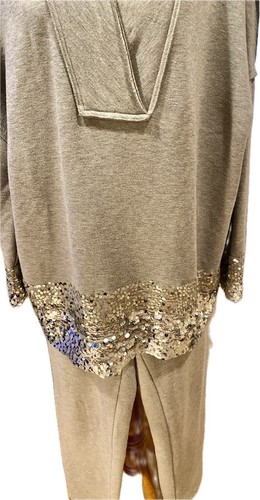 DONNA KARAN FABULOUS 2 STK. HOSE SWEATSUITE, WUNDERSCHÖNES EINZIGARTIGES TOP MIT PAILLETTEN, M - Bild 2 von 21