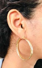 18K Gold Filled Yellow Twist Hoop Earrings / Gold Filled Aretes - ER170-4