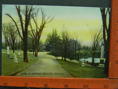c.1910 Lansinburg Station Cancel Scene in Oakwood Cemetary Troy New York
