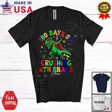 100 Days Of Crushing 6th Grade; T-Rex Dabbing; Custom Name Students T-Shirt