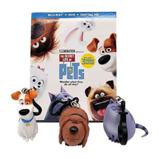 Secret Life of Pets Mochila Clip Lote de 3 Llaveros y Película Duke, Max & Chloe