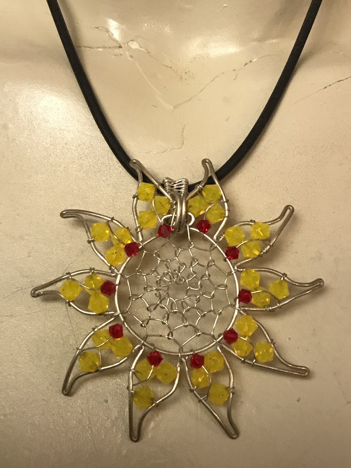 ARTISAN HANDMADE SILVER WIRE WRAPPED BOLD YELLOW … - image 2