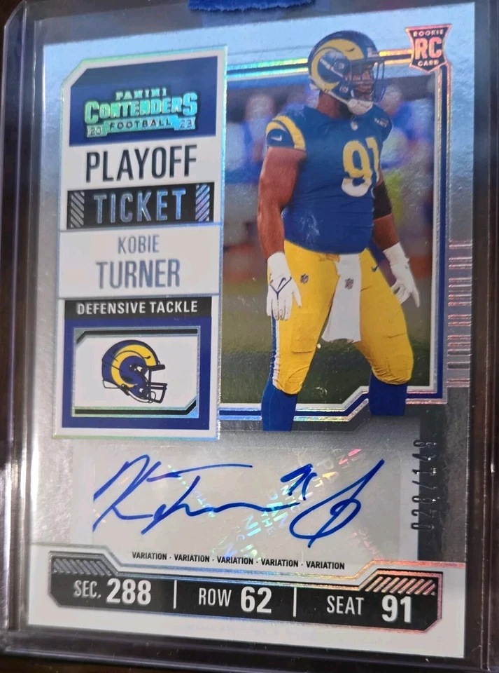 2023 Panini Contenders Kobie Turner RC Auto /149 Playoff Ticket (Rare) SP RAMS ☆ - Image 4 of 4