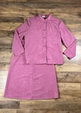 Vintage Pablo Collection 2 Pc Skirt Suit Womens 12 Purple USA Made Polyester