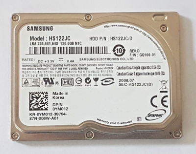 120GB IDE Samsung Spinpoint N1C HS122JC P-ATA 5400rpm 8MB HDD 1.8