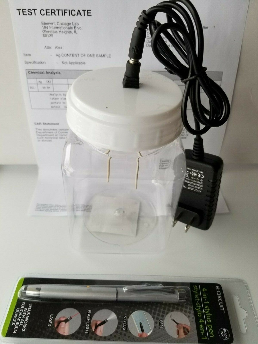 Colloidal Silver generator 38 oz with 120/12v DC power adapter and 