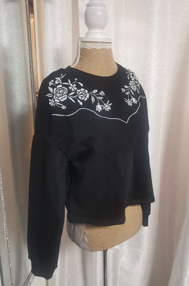 Boohoo Western Jersey Bordado Reino Unido 10 Mujer Invierno Negro Calce Relajado Suéter  Foto 2 de 4