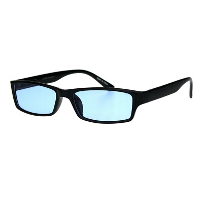 Black Rectangular Frame Sunglasses Color Lens Small Size Spring Hinge UV400