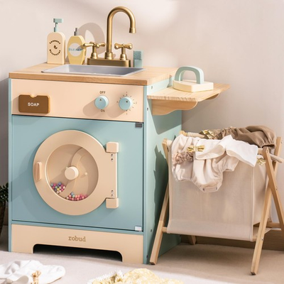 #ad Wooden Laundry Playset Washer and Dryer Set for Kids Realistic Pretend Play... $72.33