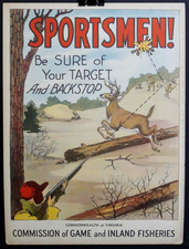 Vintage 1950s VIRGINIA HUNTING GUN + SHOOTING SAFETY 19x14 Poster FREE SHIPPING