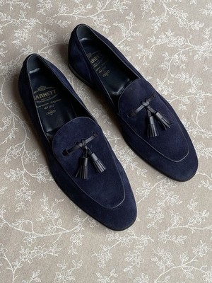 BARRETT BLUE MEN SUEDE LOAFER HERREN HALBSCHUH BLAU EX DEMO SHOWROOM GR.43