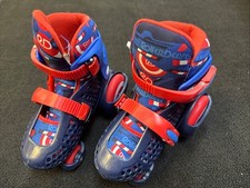 Kids Boys 4 Wheels Roller Derby Skate Blue Red Quad Skates Adjustable Size 11-2