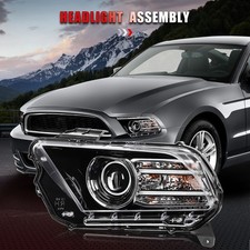 For 2013 2014 Ford Mustang Headlights Assembly Black Housing Left Driver Sides