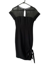 Black Midi Evening Dress Size AU 6 Short Sleeve Sheath