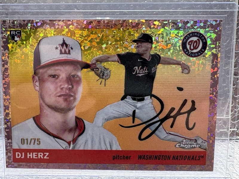 2025 Topps Chrome Platinum Anniversary DJ Herz #355 (RC) Rose Gold /75 Nationals