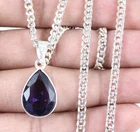 Memorial Day Certified Natural Violet Amethyst 9.30 Ct Pear Gems Men's Pendant