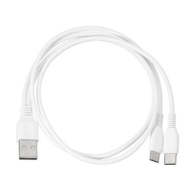 Für Multi USB A zu Micro USB und Typ C  Splitter 20 Zoll, Weiß
