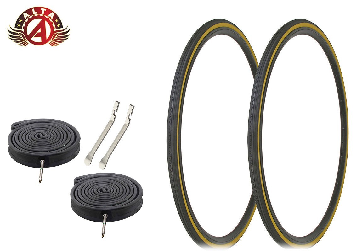 ALTA BICYCLE 700x28c LIGHTWEIGHT BLACK/GUM TOURING TIRES 60M