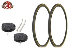 ALTA BICYCLE 700x28c LIGHTWEIGHT BLACK/GUM TOURING TIRES 60MM PRESTA TUBES (6pc)
