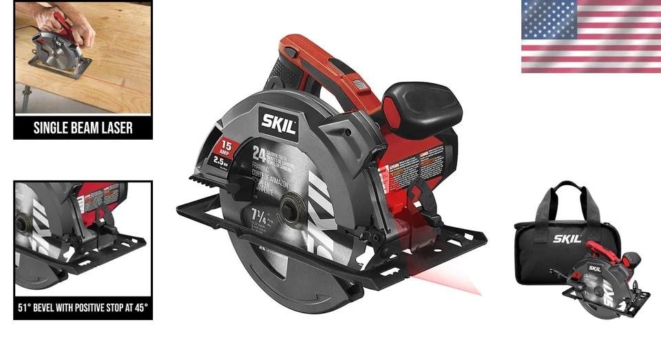 15-Amp 7-1/4" Circular Saw with Laser Beam - Image 2 of 4