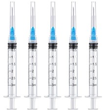 50 Pack 3ml/cc Disposable Luer Lock Lab Syringes with 23Ga 1.0 Inch white
