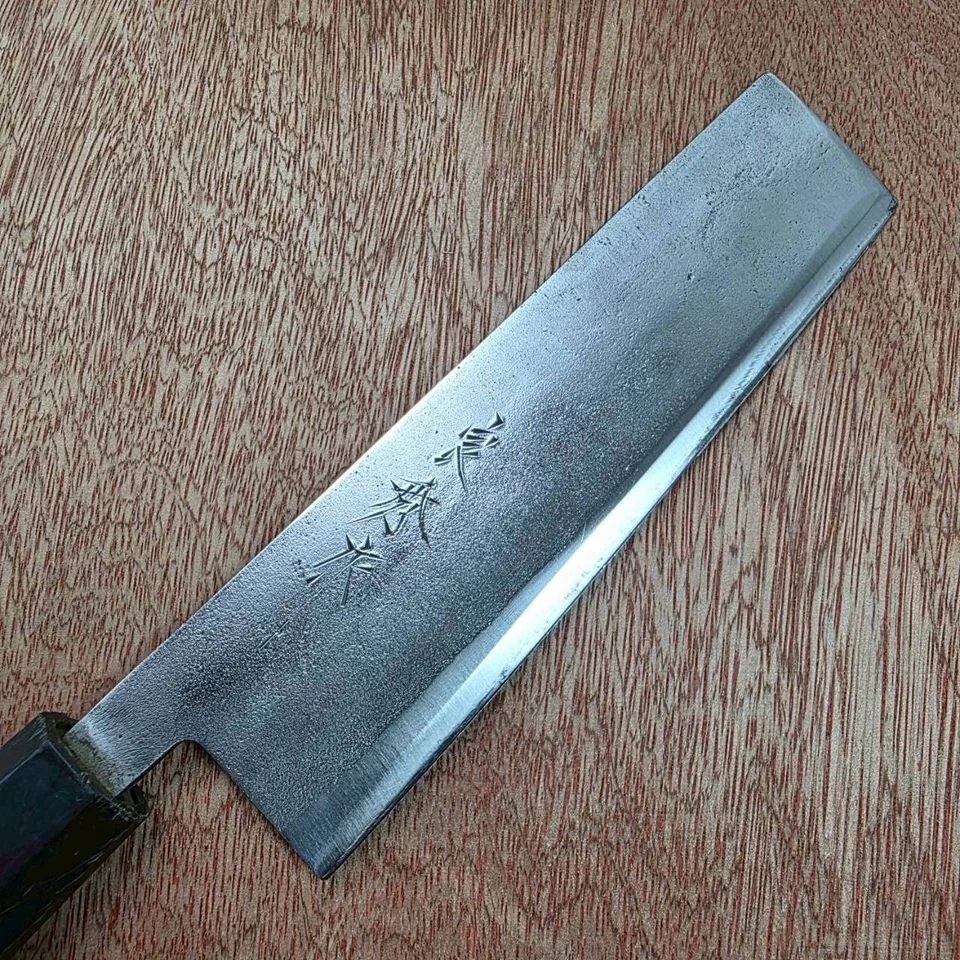 Cuchillo Japonés Nakiri Nashiji Acabado Acero al Carbono 3 Capas Estilo Chef 155mm Foto 2 de 4
