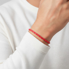 Bracciale Rosso Portafortuna Natale corda cuoio Uomo Donna braccialetto Acciaio