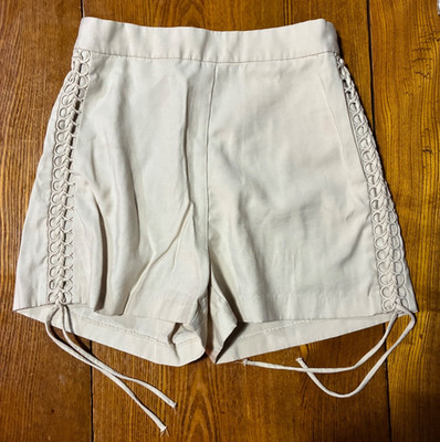 Women's H&M Shorts Sz 2 Cream Classic Elastic Waist Boho Casual Summer Beach