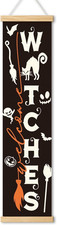 Welcome Witches Door Banner, Halloween Porch Banner for Haunted Entry Decor