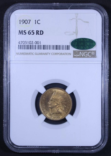 1907 Indian Head Cent - 1c NGC MS65 RD CAC ✅ - Red - Stunning Example