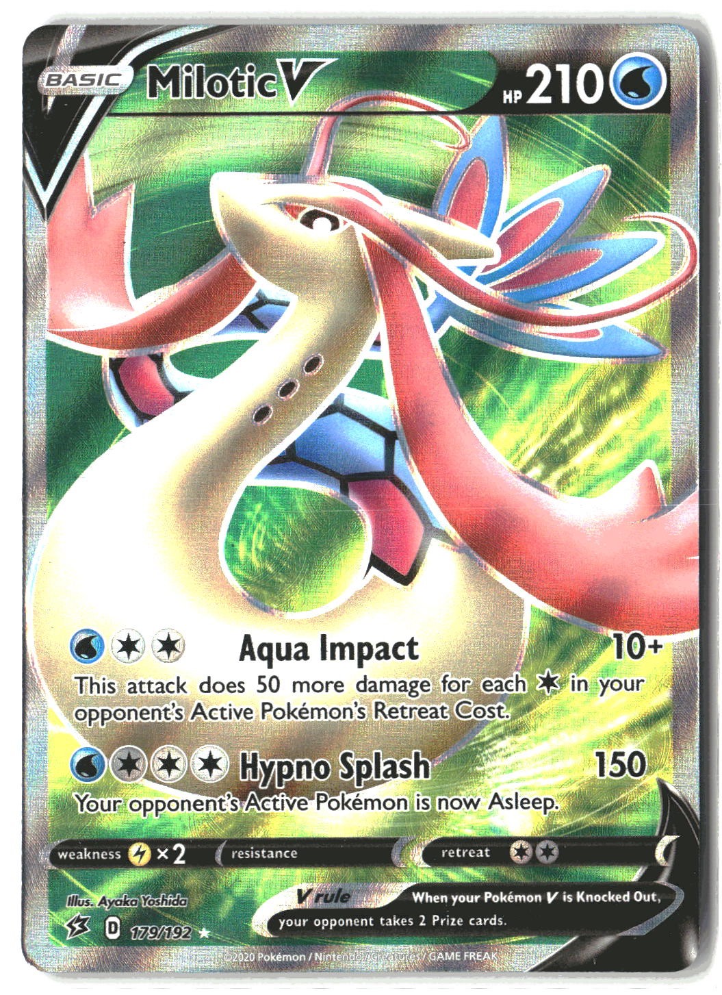 Milotic V (Full Art) Holo Ultra Rare SWSH02: Rebel Clash 179/192 NM