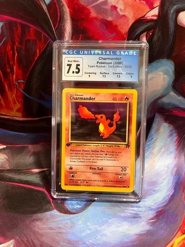 Pokemon Charmander 50/82 1st Edition Team Rocket Pokemon CGC 7.5 Near Mint +