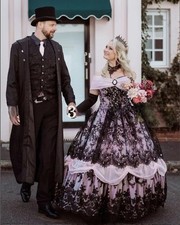 Vintage Victorian Dress Puffy Corset Gothic Ball Medieval Bridal Wedding Dress