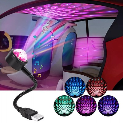 Car USB Interior Roof Atmosphere Star Night Light Lamp Projector Light Decor LED